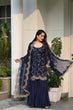 Load image into Gallery viewer, Glimmering Navy Blue Color Embroidery Work Sharara Suit