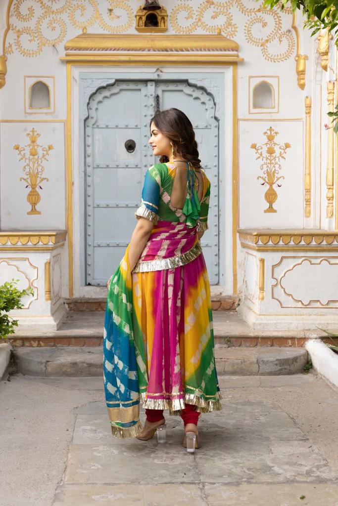 Multi Color Print With Lace Excellent Anarkali Gown