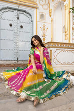 Load image into Gallery viewer, Multi Color Print With Lace Excellent Anarkali Gown