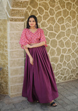 Load image into Gallery viewer, Occasion Wear Sequins Work Wine Color Printed Gown Clothsvilla