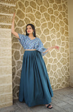 Load image into Gallery viewer, Occasion Wear Sequins Work Navy Blue Color Printed Gown Clothsvilla
