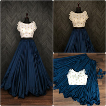 Load image into Gallery viewer, Party Wear Navy Blue Color Sleeveless Lehenga With Blouse