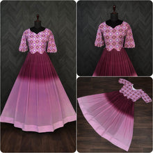 Load image into Gallery viewer, Georgette Wine Colo Lovely Pattern Long Gown