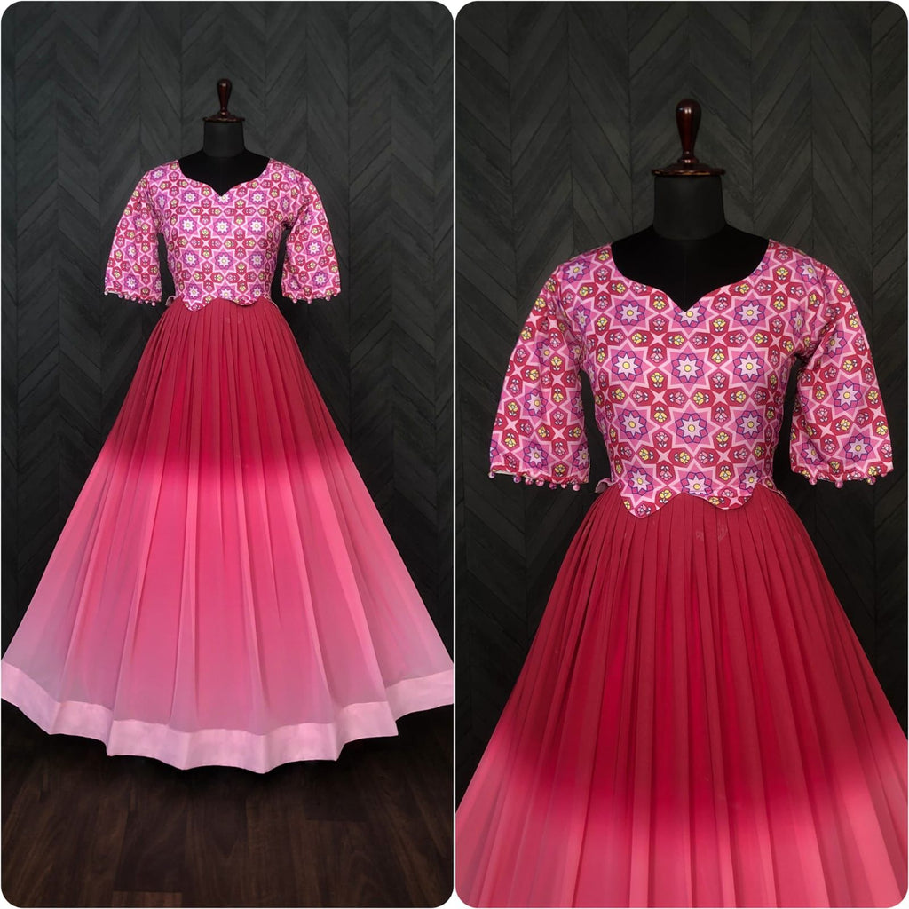 Georgette Pink Colo Lovely Pattern Long Gown