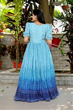 Load image into Gallery viewer, Beautiful Crush Pleating Blue Designer Gown Clothsvilla