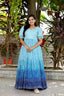 Beautiful Crush Pleating Blue Designer Gown Clothsvilla