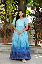 Load image into Gallery viewer, Beautiful Crush Pleating Blue Designer Gown Clothsvilla