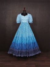 Load image into Gallery viewer, Beautiful Crush Pleating Blue Designer Gown Clothsvilla