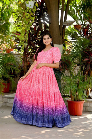 Beautiful Crush Pleating Pink Designer Gown Clothsvilla