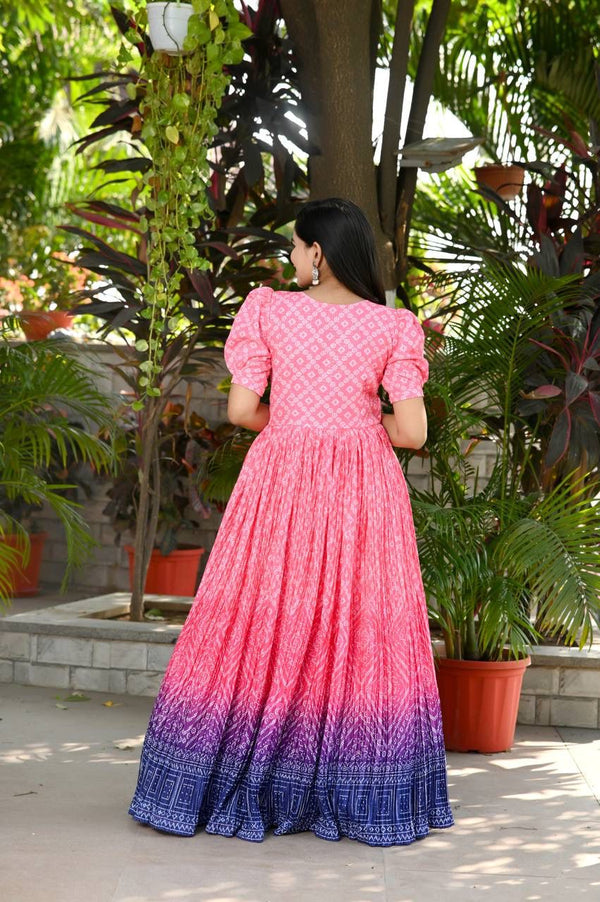 Beautiful Crush Pleating Pink Designer Gown Clothsvilla