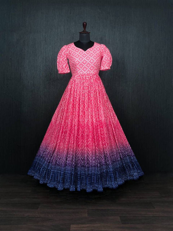 Beautiful Crush Pleating Pink Designer Gown Clothsvilla