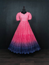 Load image into Gallery viewer, Beautiful Crush Pleating Pink Designer Gown Clothsvilla