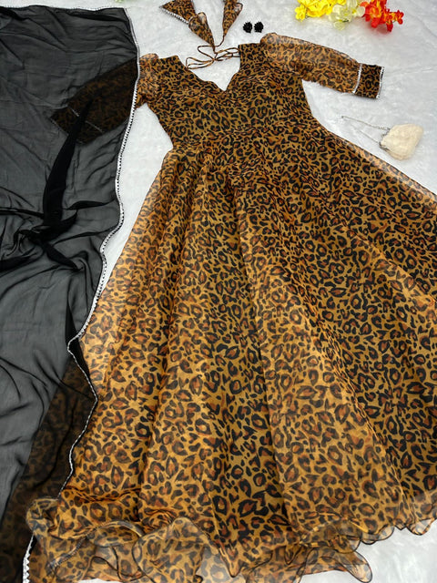 Digital Printed Yellow Color Fairy Look Gown Main image