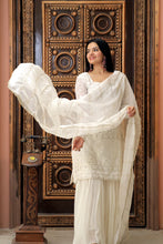 Load image into Gallery viewer, Stylish Embroidered Work White Color Sharara Suit