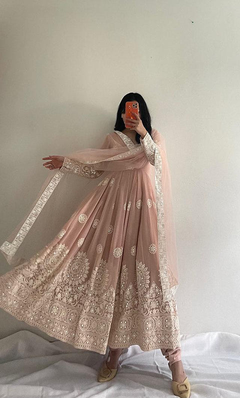 Fantastic Sequence Work Peach Color Anarkali Gown Main image