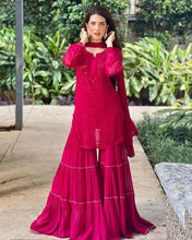 Load image into Gallery viewer, Function Wear Embroidery Pink Color Sharara Suit