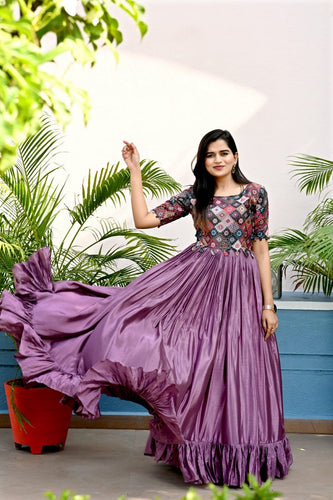 Lovely Dusty Pink Color Sequence Work Gown