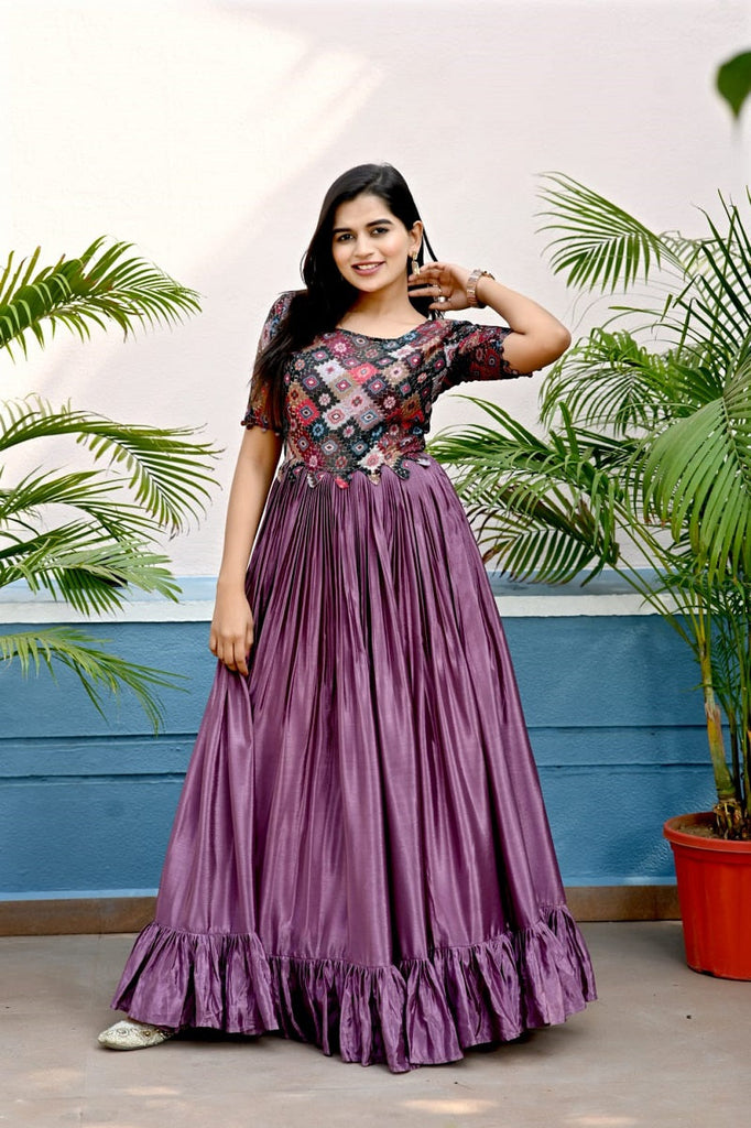Lovely Dusty Pink Color Sequence Work Gown - Clothsvilla M Lovely Dusty Pink Color Sequence Work Gown - Clothsvilla M