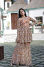 Flower Print Work Peach Color Sharara Suit
