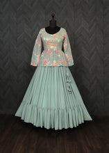 Load image into Gallery viewer, Beautiful Work Pista Green Lehenga With Top