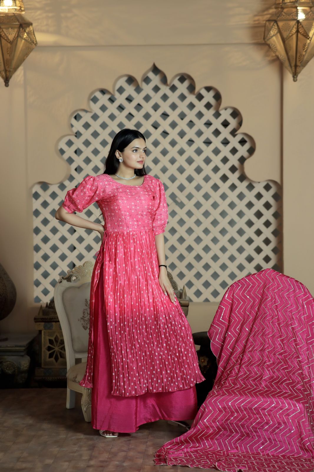 Awesome Digital Print Pink Color Sharara Suit Clothsvilla