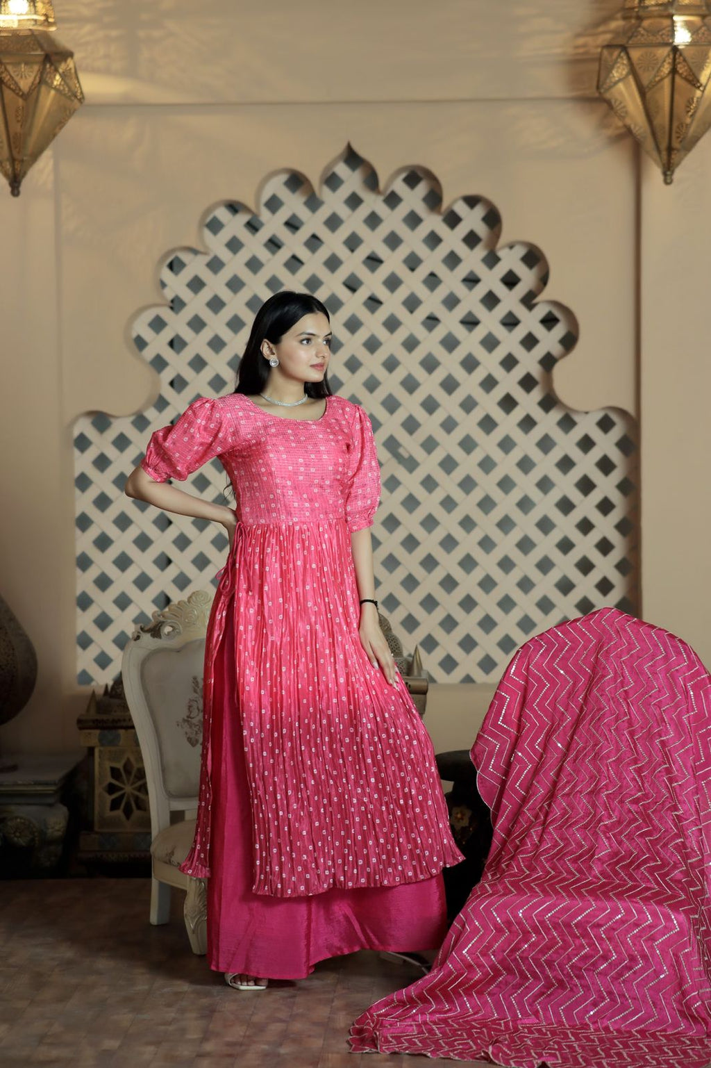 Awesome Digital Print Pink Color Sharara Suit Clothsvilla