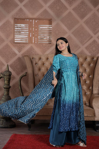 Awesome Digital Print Sky Blue Color Sharara Suit Clothsvilla