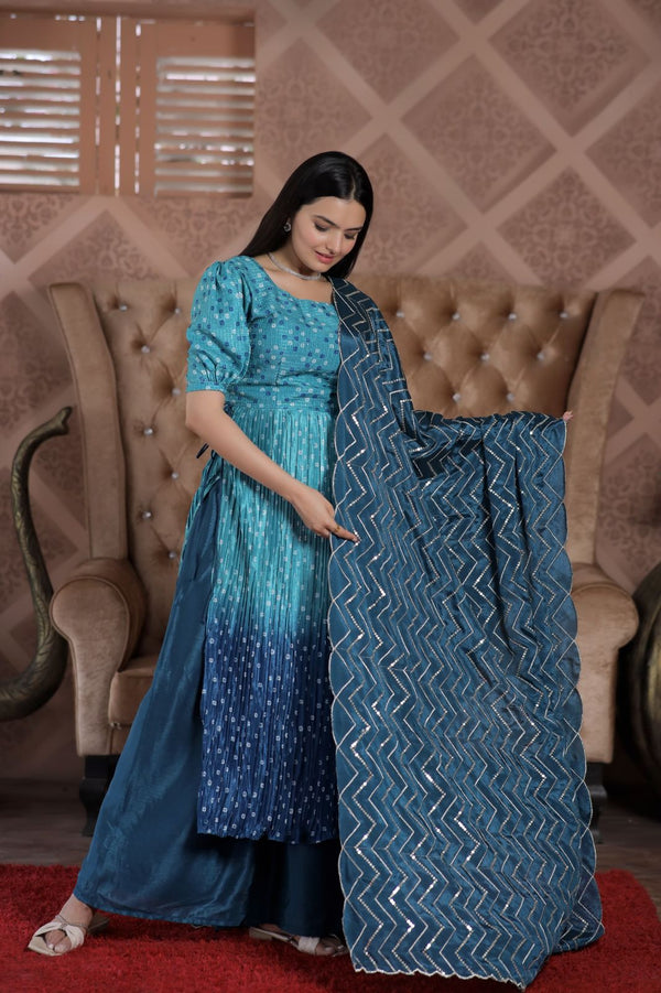 Awesome Digital Print Sky Blue Color Sharara Suit Clothsvilla