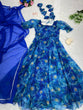 Load image into Gallery viewer, Organza Silk Huge Flair Blue Color Gown
