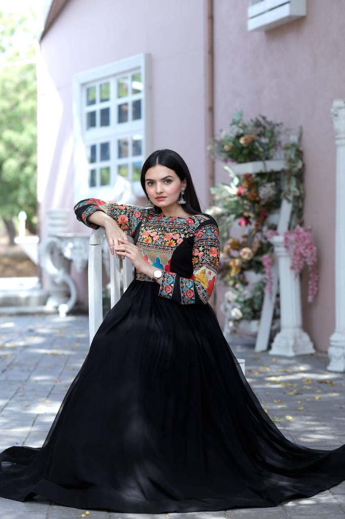 NEW STYLISH Georgette Full Stitched Anarkali Full Work Gown with Plain  duppatta | STITCHED GOWN | EMBROIDERY WORK GOWN | FULL WORK GOWN | LONG  GOWN|