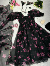 Load image into Gallery viewer, Digital Printed Black Color Organza Silk Anarkali Suit