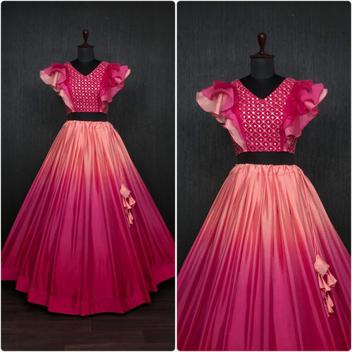 Stylish Pink Color Double Tone Lehenga Choli Clothsvilla