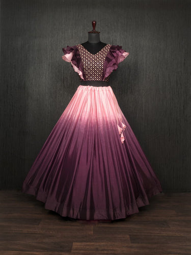 Budget Wine Colour Lehenga - (online) at Designerkloth