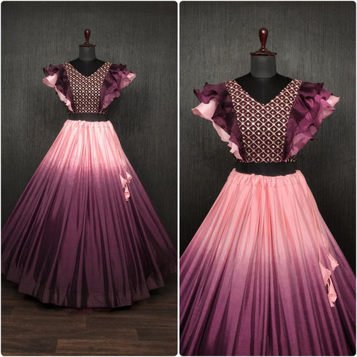 Stylish Wine Color Double Tone Lehenga Choli Clothsvilla