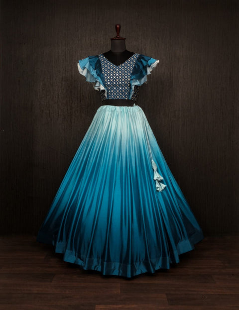 Stylish Teal Blue Color Double Tone Lehenga Choli Clothsvilla Main image