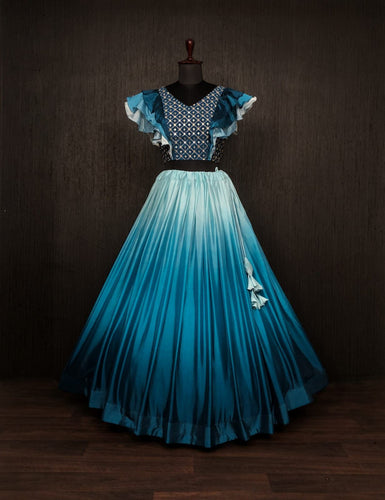 Stylish Teal Blue Color Double Tone Lehenga Choli Clothsvilla