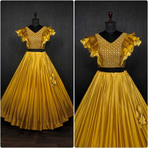 Stylish Yellow Color Double Tone Lehenga Choli Clothsvilla