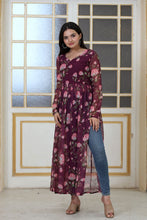 Load image into Gallery viewer, Wine Color Wonderful Nayra cut Kurti Clothsvilla