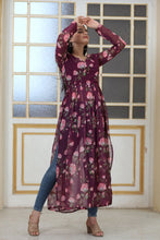 Load image into Gallery viewer, Wine Color Wonderful Nayra cut Kurti Clothsvilla