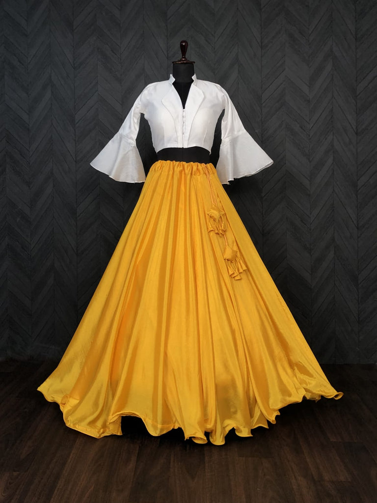 Pretty Yellow Plain Lehenga With Stylish Blouse