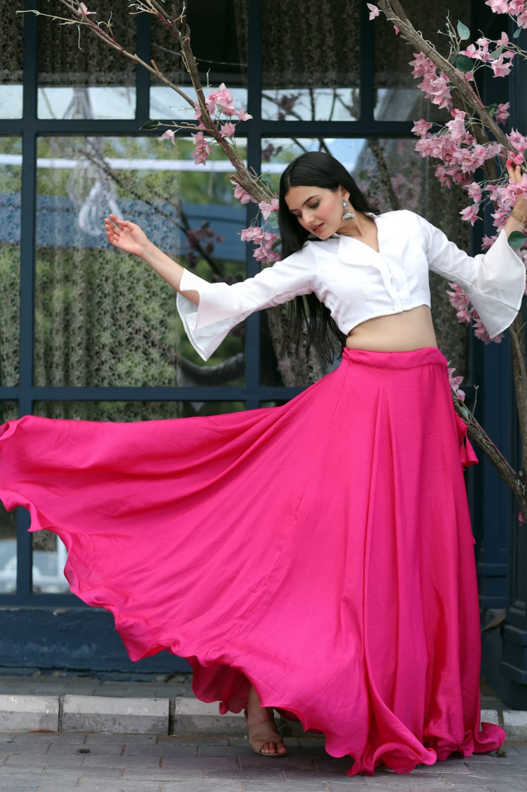 Pretty Pink Plain Lehenga With Stylish Blouse