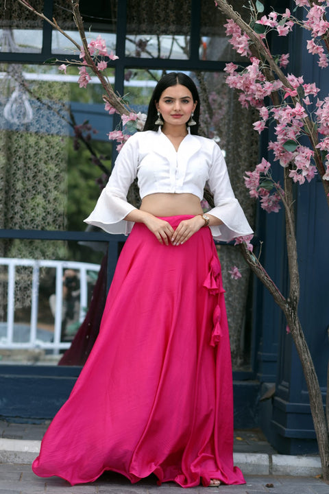 Pretty Pink Plain Lehenga With Stylish Blouse Main image