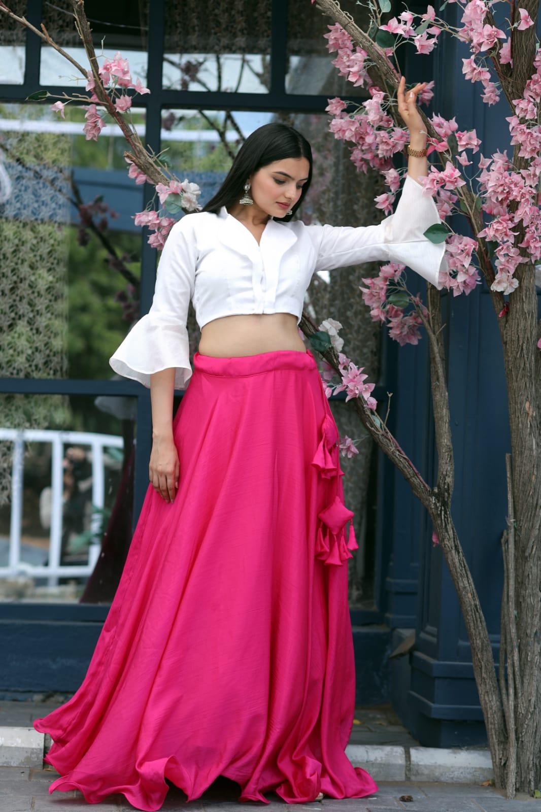 Pretty Pink Plain Lehenga With Stylish Blouse
