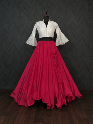 Pretty Pink Plain Lehenga With Stylish Blouse