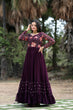 Load image into Gallery viewer, Beautiful Sequins Work Wine Color Long Gown
