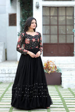 Load image into Gallery viewer, Beautiful Sequins Work Black Color Long Gown