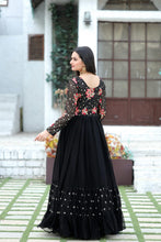 Load image into Gallery viewer, Beautiful Sequins Work Black Color Long Gown