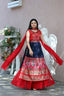 Designer Hand Mirror Red With Navy Blue Sharara Suit Clothsvilla