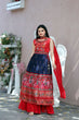 Load image into Gallery viewer, Designer Hand Mirror Red With Navy Blue Sharara Suit Clothsvilla
