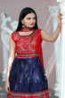 Load image into Gallery viewer, Designer Hand Mirror Red With Navy Blue Sharara Suit Clothsvilla